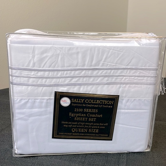 6PCS white color Queen size bed sheets set, deep pocket - Picture 1 of 4